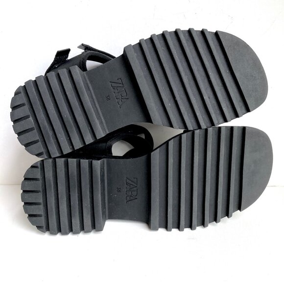 ZARA Chunky Lug Sole Strap Sandals Black EU 38 • fits US 8.5/9 - Picture 6 of 7